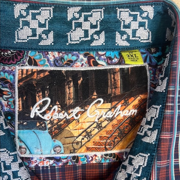 Robert Graham Burgundy Plaid Button Down Shirt EUC 2XL Classic Fit - Picture 8 of 11